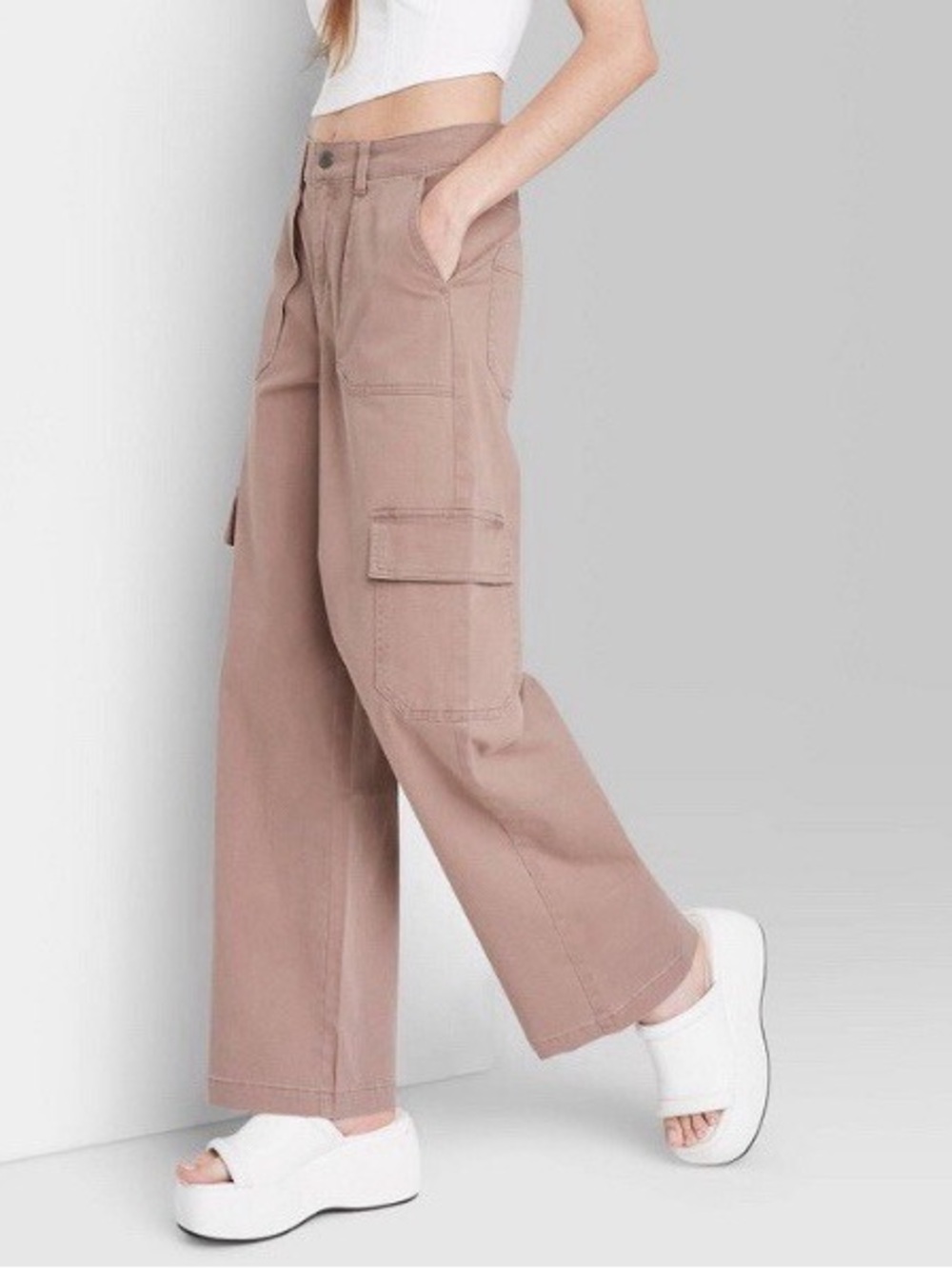 Wild Fable Women's High-Rise Wide Straight Leg Cargo Pants Size XS - 26 Waist